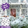 Joyfy Halloween Spider Web Decorations, 1200 sqft Spider Decorations Bonus with 80 Fake Spiders, Super Stretch Cobwebs for Halloween Party Supplies - 2 of 4