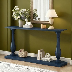 KTMBDW Console Table 63”, 2-Tier Narrow Sofa Side Table with Storage Shelf and Tapered Legs, Entrance Table for Hallway, Living Room, Corridor, Office - 1 of 4