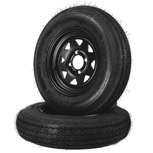 2-Pack Trailer Tire On Rim 5.30-12 530-12 5.30x12 Trailer Tires and 4 Lug on 4 in PCD 12 in Wheels Load Range C 6PR Black - 1 of 4
