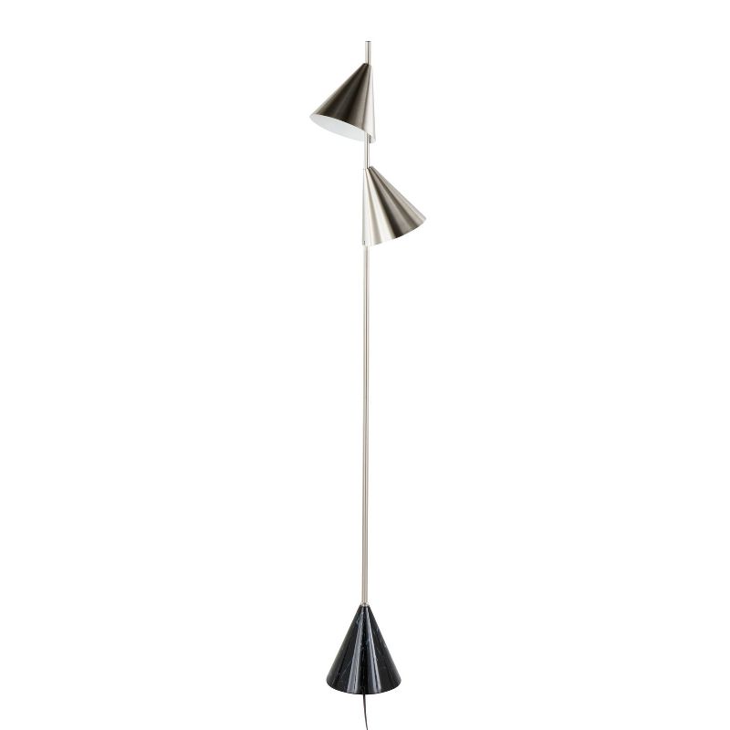 LumiSource Cone 65&#34; Contemporary Metal Floor Lamp in Plated Nickel with A Black Faux Marble Metal Base, 5 of 11