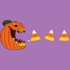 Girl's Design By Humans Halloween Gamer Pumpkin Eating Candy Corn By rawresh6 T-Shirt - 2 of 3