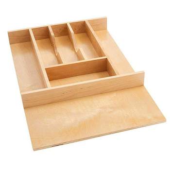 Rev-A-Shelf Trim-to-Fit Silverware Drawer Organizer For Kitchen Utensil Cutlery Cabinet Storage, Natural Maple Wood 7 Compartment Tray Insert 4WCT-1SH