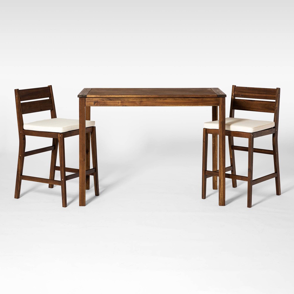 3pc Acacia Counter Height Dining Group Dark Brown Saracina Home