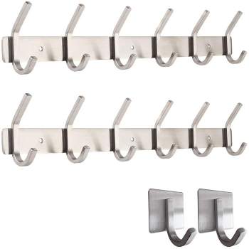 Stainless Steel Heavy Duty Adhesive Wall Hooks for Hanging (1.76 In, 6  Pack)