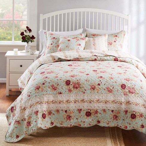 Greenland Home Antique Rose Floral Print Decorative High Quality Quilt ...