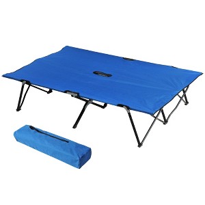 Aghana Digitals 2-Person Extra Wide Folding Camping Cot, 15" Elevated Portable Sleeping Bed with - 1 of 4