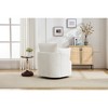 360° Solid Wood & Metal Swivel Barrel Chair with Curved Backrest, Round Accent Chair for Living Room, Bedroom, or Office - 4 of 4