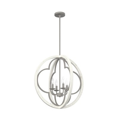 Hunter 24" Gablecrest Pendant Light Painted Concrete Finish - 4 Bulb Incandescent Ceiling Fixture for Farmhouse Style
