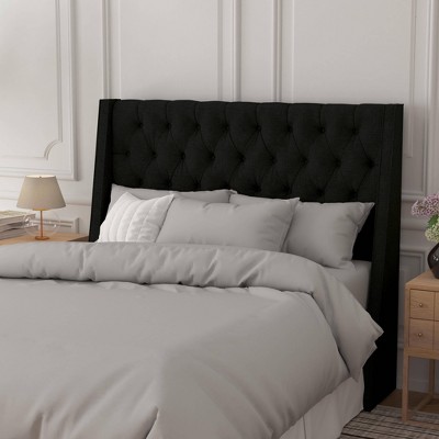 Queen Gilford Wingback Headboard in Linen Black - Threshold™: Tufted, Pine Frame, Spot Clean, 56"H x 68"W