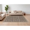 Tan and Brown Wool Oriental Hand Knotted Area Rug With Fringe - 2 of 4