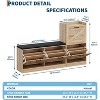 Farmhouse Shoe Cabinet Bench,4 Drawer Hidden Organizer w/Padded Seat - Narrow Entryway Storage for Hallway, Closet & Living Room, Natural - 2 of 4