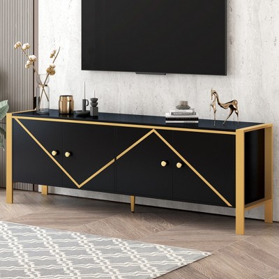 70.9''W Modern Minimalist TV Stand for TVs up to 75", Entertainment Center Media Console with 2 Spacious Cabinets - ModernLuxe