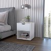 Vynxaria Modern 1-Drawer 1-Shelf Nightstand - White, Spacious Drawer (4"x13.6"x11.2"), Open Shelf (9.5"x15.8"x13.8"), Quality Manufactured Wood - 3 of 4