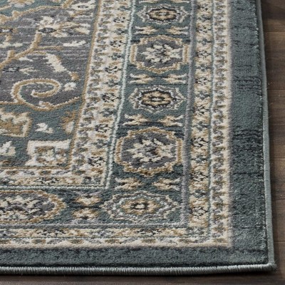 Teal and Grey Traditional Floral 4' x 6' Area Rug
