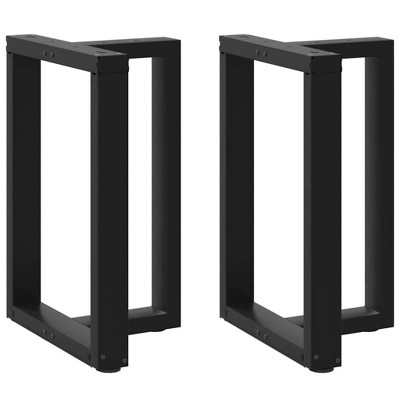 vidaXL Dining Table Legs - T-Shaped Steel Supports w/Adjustable Feet, 23.6"x13.8"x(28.3"-28.7") Black - for Dining, Kitchen, Office, Console Tables