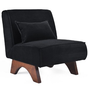 GlasFlength Accent Chairs Leisure and Reading Lounge Armless chair, Suitable for Living Room, Bedroom, Office, Black, 28.7"*34.3"*31.9" - 1 of 4