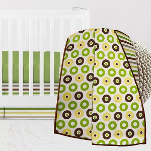 Bacati - Mod Dots Stripes Green Yellow Beige Brown 3 pc Crib Bedding Set - 1 of 4