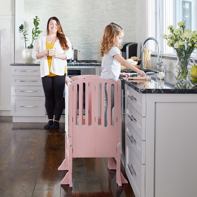 Guidecraft Contemporary Kitchen Helper Step Stool: Adjustable, Folding Montessori Toddler Tower - Safety Learning Furniture
