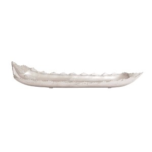 6" x 36" Contemporary Leaf Shaped Aluminum Tray White - Olivia & May - 1 of 4