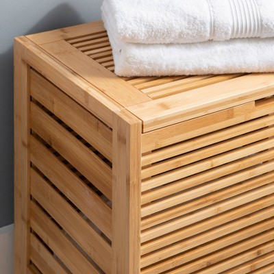 Bracken Natural Bamboo Upright Hamper with Safety Lid
