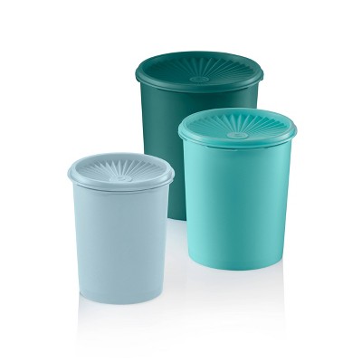Tupperware Heritage 3pk Plastic Canister Set Green
