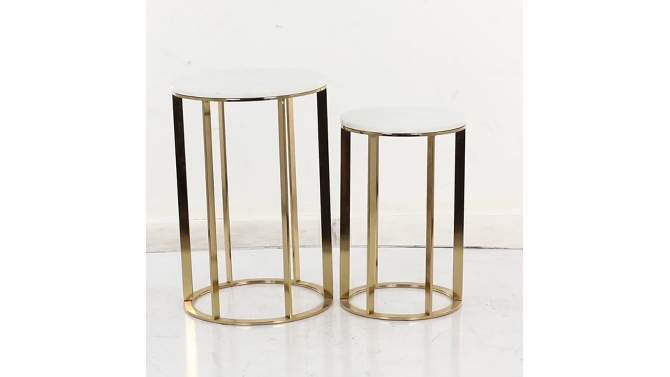 Set of 2 Gold Contemporary Metal and Marble Accent Tables - Olivia &#38; May, 2 of 13, play video