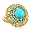 Ross-Simons Turquoise and 0.80 ct. t.w. London Blue Topaz Ring With .15 ct. t.w. Lab-Grown Diamonds in 18kt Gold Over Sterling - 4 of 4