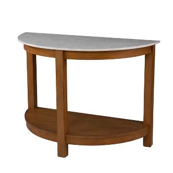 Vebell Demilune Console Table White/Natural - Aiden Lane