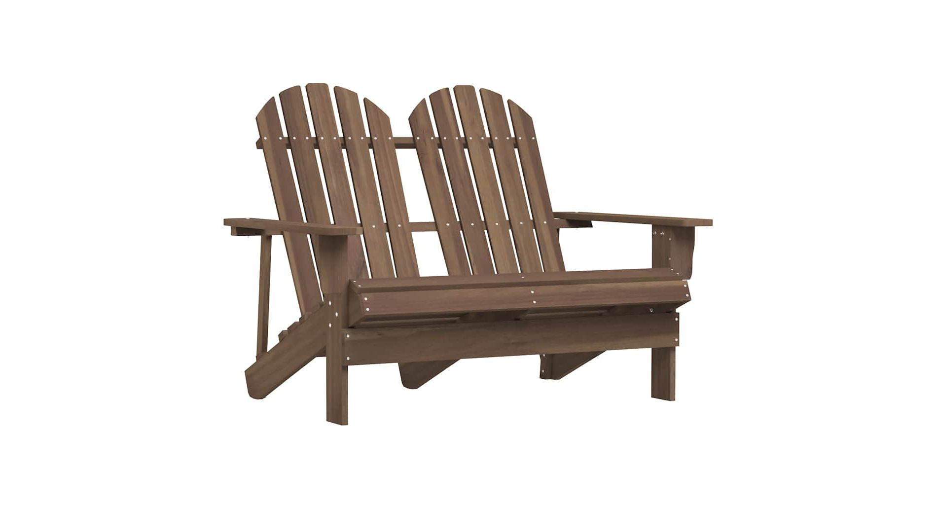 Aghana Digitals 2-Seater Rustic Adirondack Chair, Brown Solid Fir Wood with Ergonomic Slanted Back Brown 33.7 x 47.0 x 35.2 in