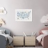 21" x 15" Pastel Blue Wildlife Map Animals Framed Art Print - Wynwood Studio - 4 of 4