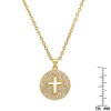 Steeltime Ladies brass simulated diamonds round cross pendant. Color Options: White, Gold - 3 of 4