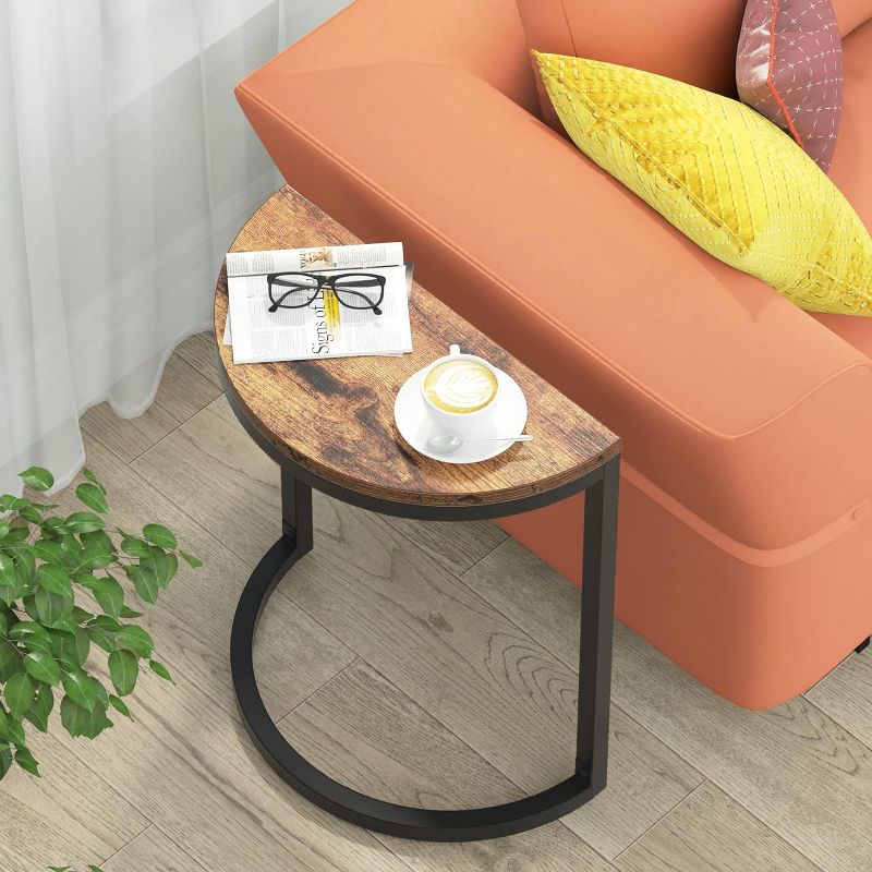 Tribesigns End Table Half Round,Slim C Narrow Side Table with Metal Frame, 2 of 7