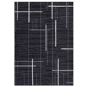 2 x 6 ft Polyester Yarn  Beige Rectangular Hallway Bathroom Entryway Kitchen Office Foldable Geometric Modern Washable Area Rug - 1 of 4