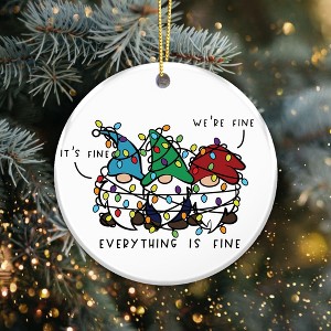 Funny Gnome Ornament 2025 – “Everything is Fine” Tangled Gnomes with Lights - 1 of 4