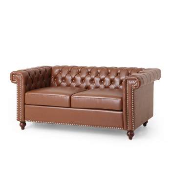 Brinkhaven Contemporary Button Tufted Loveseat with Nailhead Trim - Christopher Knight Home