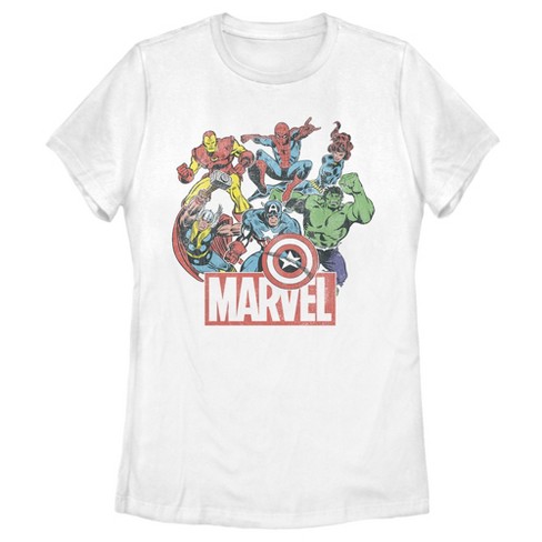 Women s Marvel Classic Hero Collage T Shirt White X Large