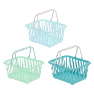 Unique Bargains Plastic Grocery Shopping Toy Organizing Mini Decorative Baskets 6.3" x 3.5" x 5.1" 3 Pcs - 1 of 4