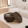 29.5" Modern Wood Round Coffee Table with Storage and 2 Beige PU Dining Chairs, Upholstered Seating Set for Living Room - 3irtyhousy - 2 of 4
