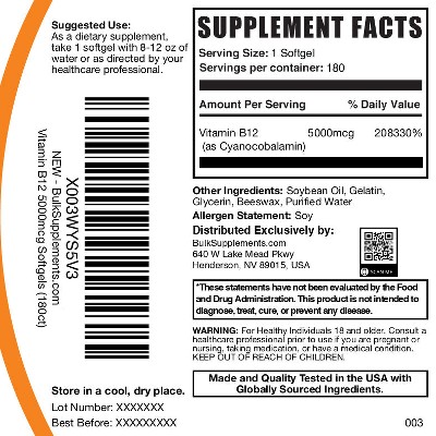 BulkSupplements Vitamin B12 Softgels