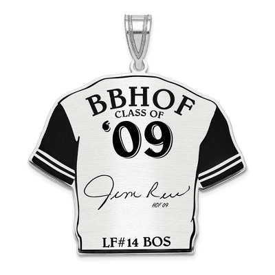 Black Bow Jewelry Sterling Silver Jim Rice Signature Enamel Jersey Pendant