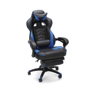 110 Racing Style Reclining Ergonomic Leather Gaming Chair with Footrest Blue - RESPAWN