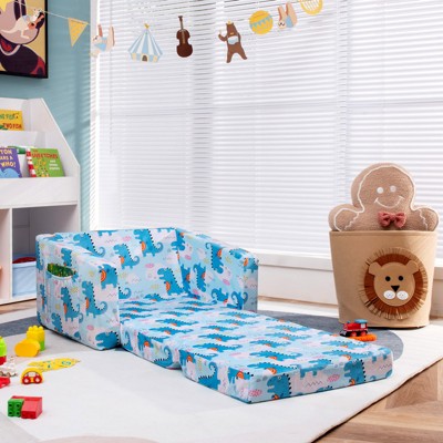 Infans 2-in-1 Convertible Kids Sofa to Lounger Flip-Out Chair w/Storage Pocket