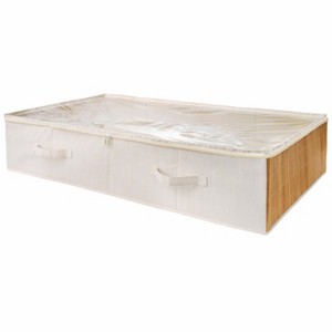 WeThinkStorage 60L Folding Fabric Underbed Storage with Lid and Handle Ivory Natural Bamboo - 1 of 4