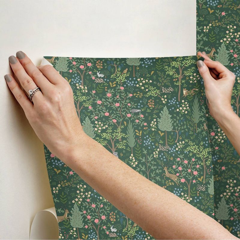 Rifle Paper Co. Woodland Emerald Peel and Stick Wallpaper, 5 of 8