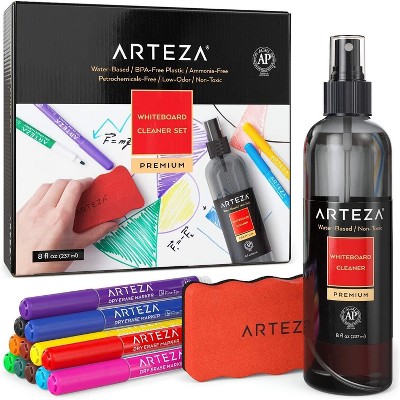 Arteza Set of 12 Fine Tip Dry Erase Markers, Magnetic Eraser, and Whiteboard Cleaner (ARTZ-9099)