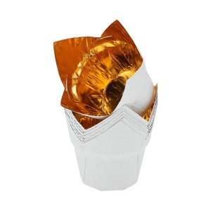 Unique Bargains Cupcake Liners Flame Cup Disposable Oil-proof Paper Gold Tone 2.05"x2.76" 50 Pcs - 1 of 4
