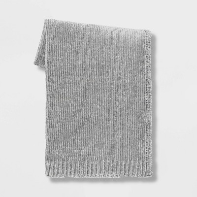 Photo 1 of 60x50 Shiny Chenille Throw Blanket Light Gray - Project 62