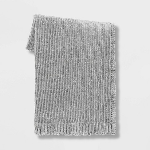 Light Grey & Slate Reversible Stitch Throw Blanket — EF Collection®