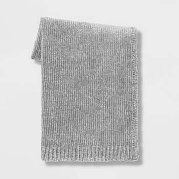 50"x60" Shiny Chenille Reversible Throw Blanket Light Gray - Project 62™