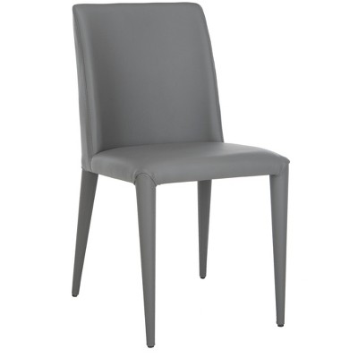 Grey Faux Leather Upholstered Dining Side Chair Set with Metal Legs